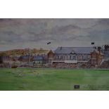 Cricket scene limited edition print signed in penc