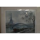 Paris scene print signed in pencil