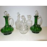 Collection of good quality cut glass decanters to