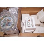 Box of trinket boxes to include cabinet plates