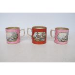 3x Pratt ware mugs