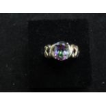 10ct Gold ring set with mystique topaz