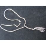 Silver rope necklace & tassel