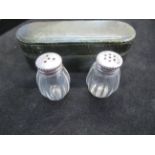 Pair of silver mounted condiments