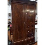 Large Edwardian wardrobe in flame mahogany