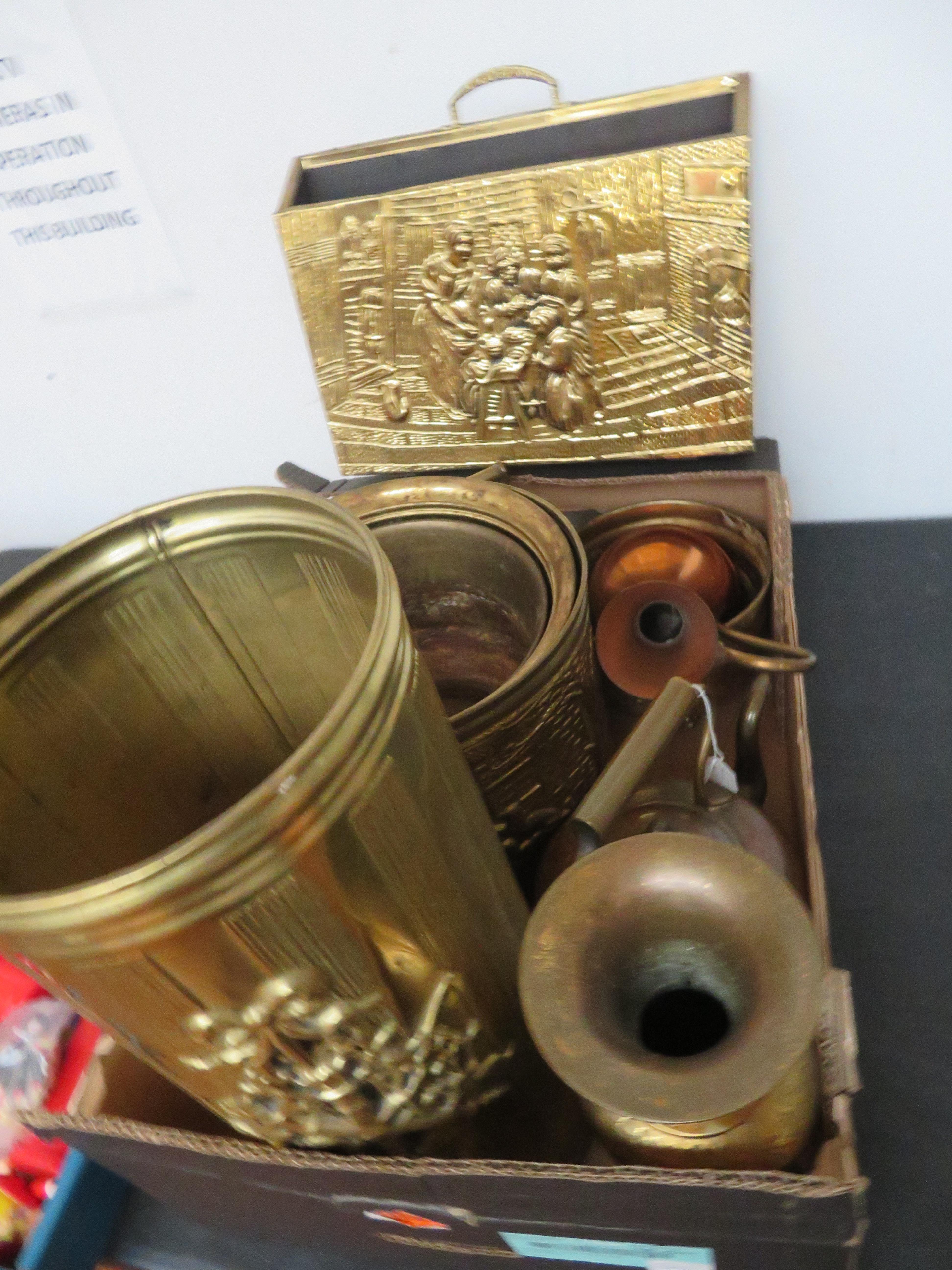 Box of brass ware