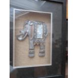 Framed elephant with mother of pearl