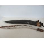 Very large kukri knife with scabbard (Rusted blade