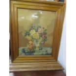 Large wooden free standing framed needle point