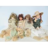 Collection of vintage dolls together with settler'