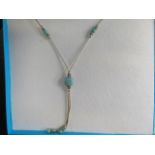 Turquoise & liquid silver necklace with box & pape