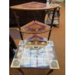 Inlaid musical table together with inlaid 3 tier c