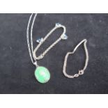 Silver necklace & pendant together with 2 silver b