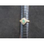 9ct Gold green stone & diamond ring Size R