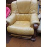 Leather arm chair with foot draw