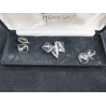 2 Pairs of dagger & sheath silver cufflinks