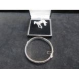 Silver bangle & silver horse pin brooch