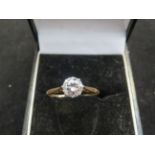 9ct Gold ring with large white stone