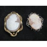 2x Cameo brooches