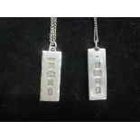 2 Silver ingots 1oz necklaces