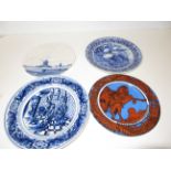 Royal Doulton plate together with 3 delft plates