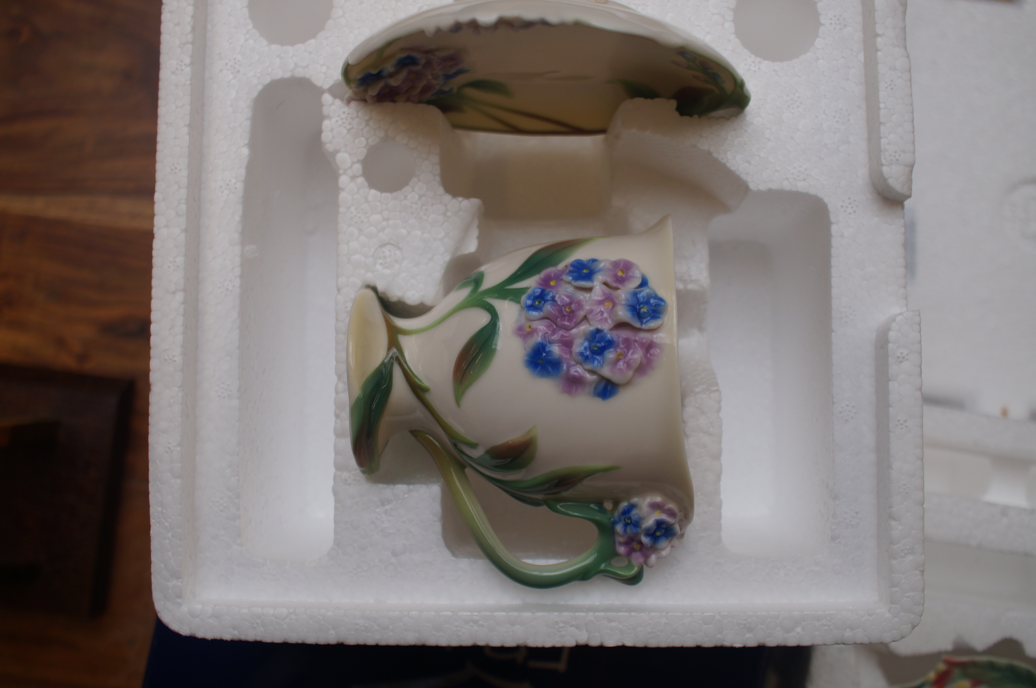 Franz porcelain collection forget me not cup & sau - Image 2 of 3