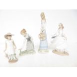 2x Lladro figure, 1 Nao & 1 Spanish figure A/F