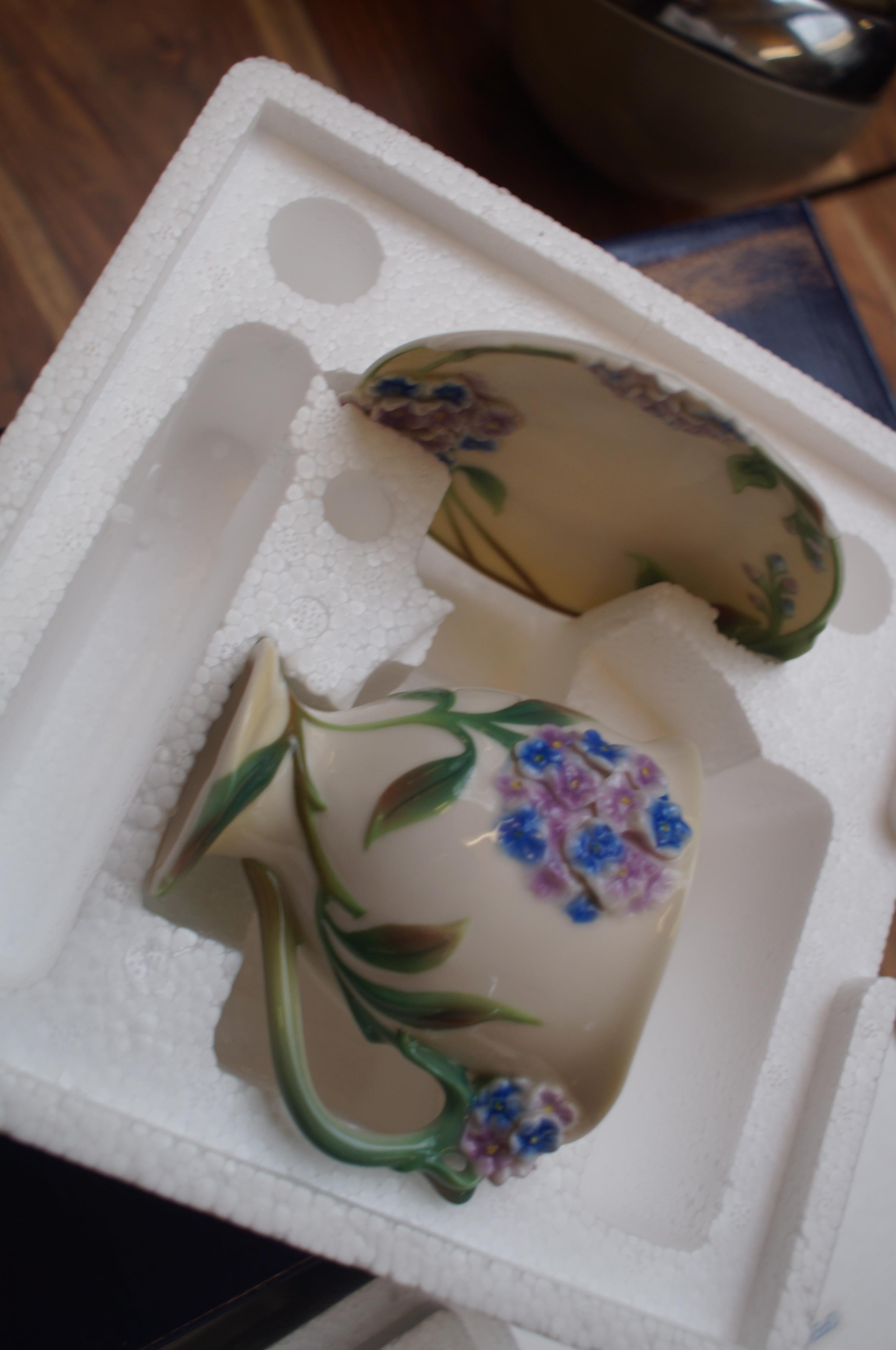 Franz porcelain collection forget me not cup & sau - Image 3 of 3