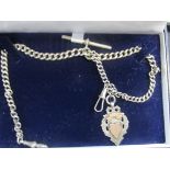 Silver double Albert pocket watch chain with silve