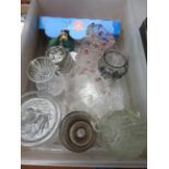 Box of crystal ware & others