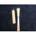 2x Gold ringed cheroot holders