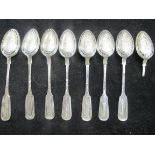 8 Silver spoons with ornate backs dated 1870, 1 A/