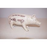 Cast iron butchers pig money 'smokehouse'