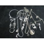 Collection of silver necklaces & other