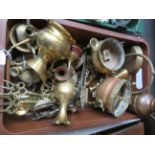 Large box of brass & metal ware