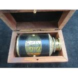 Boxed brass & leather Victorian marine telescope