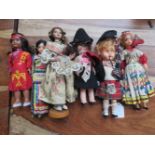 6 Small vintage dolls