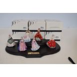 6 Royal Doulton miniature figures with boxes & pli
