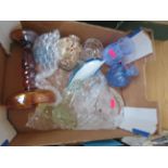 Box of art glass & others