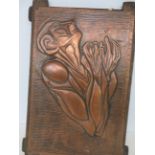 Art nouveau copper on wood panel