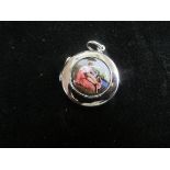 Silver locket with nude enamel