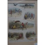 Chromolitograph c1885 golfing in India after W Ral