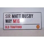 Matt Busby street sign signed by Alex Ferguson