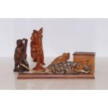 Narl wood frog & other carved Chinese items to inc