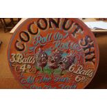 Large hand painted coconut shy sign