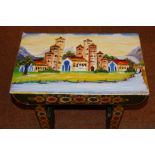 Early mill stool painted bargeware