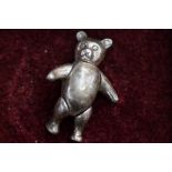 Silver articulated teddy brooch