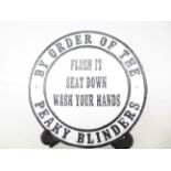 Cast iron peaky blinder sign 'Wash your hands'