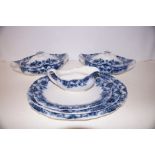 Collection of blue & white staffordshire pottery