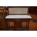 Early 20th century wash stand with tiles & marble
